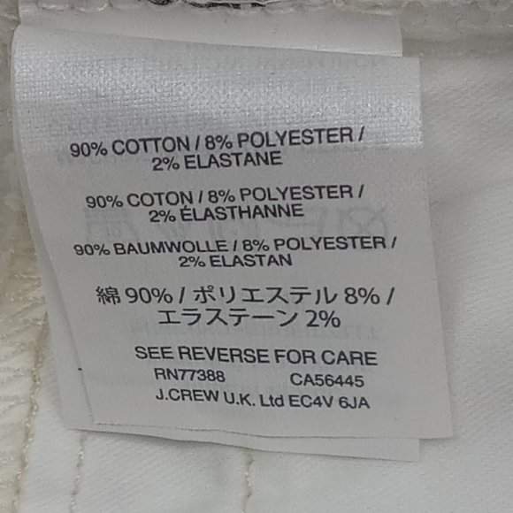 J. Crew 9" High-Rise Toothpick Jeans White Denim Size 25 - Picture 7 of 8